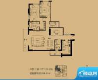 世茂宫园二居户型图 2室2厅2卫面积:198.41平米