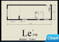 首城双景le‘户型 1室1卫1厨面积:70.36平米