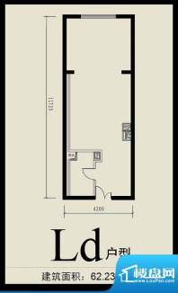 首城双景Ld户型 1室1卫1厨面积:62.23平米