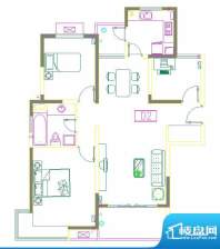 金鼎香樟苑主推房型D2户型图 3面积:113.00平米