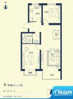 汇豪山水华府5号楼C-1反户型图面积:87.70平米