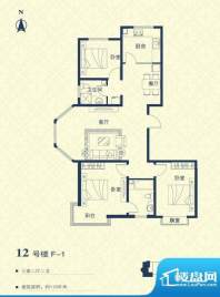 汇豪山水华府12号楼F-1户型图 面积:118.00平米