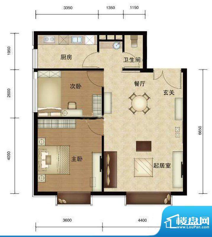 第三区·观邸A4户型图 2室2厅1面积:85.00平米