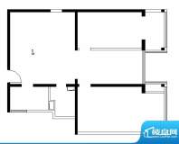 铂晶豪庭L户型 2室2厅1卫1厨面积:119.00平米