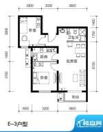 金隅景和园E3户型 2室1厅1卫1厨面积:85.00平米