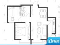 莱镇宁静湾B1户型 2室2厅1卫1厨面积:75.69平米