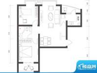 莱镇宁静湾B6户型 2室2厅1卫1厨面积:92.39平米