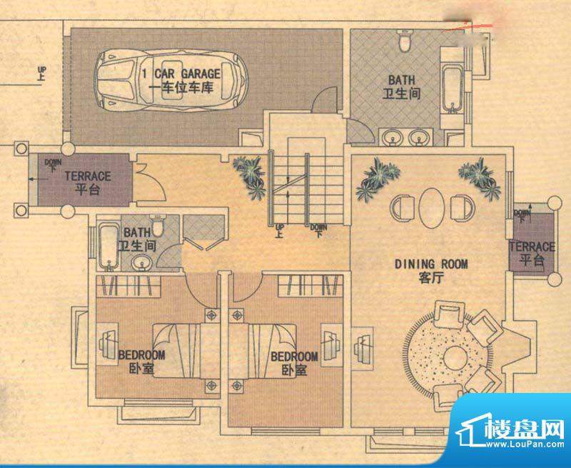 圣特丽墅都市阳光花园J房型一层面积:362.70平米