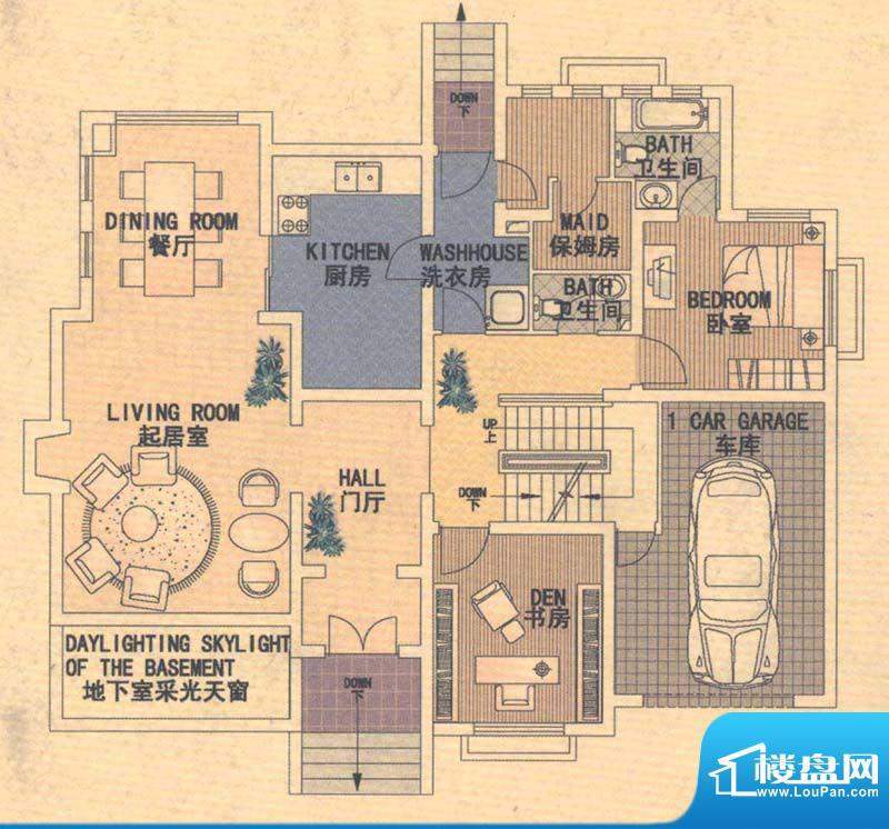 圣特丽墅都市阳光花园H房型一层面积:373.00平米