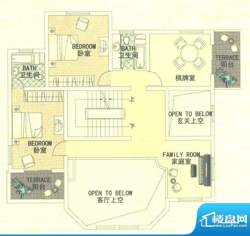 圣特丽墅都市阳光花园E房型二层面积:390.00平米