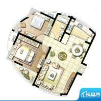 缇香公寓B2户型 2室2厅1卫面积:103.00平米
