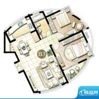 缇香公寓B3户型 2室2厅1卫面积:106.00平米