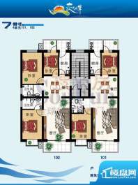 恋日水岸7#楼4单元户型 2室2厅面积:90.72平米