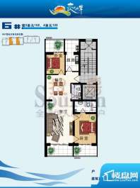 恋日水岸6#楼3、4单元户型 2室面积:109.74平米