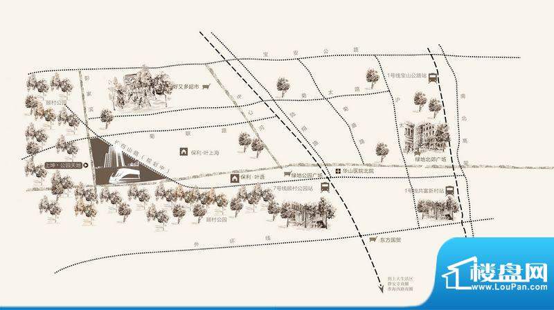 上坤公园天地交通图