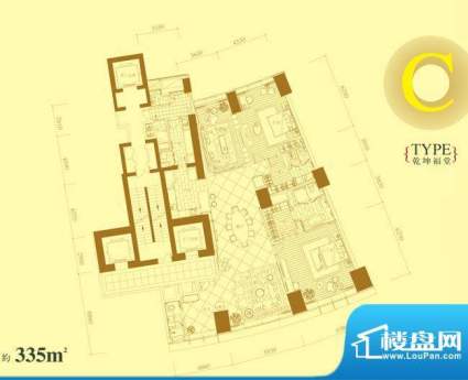 长安8号C户型 3室4厅4卫1厨面积:335.00平米