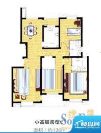 正阳世纪星城小高层房型C 3室2面积:136.00平米