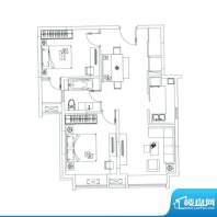 嘉亭菁苑1座02户型 2室2厅1卫1面积:99.49平米