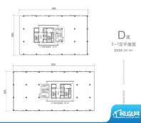 金贸中心D座2-7层平面图 面积:2887.64平米