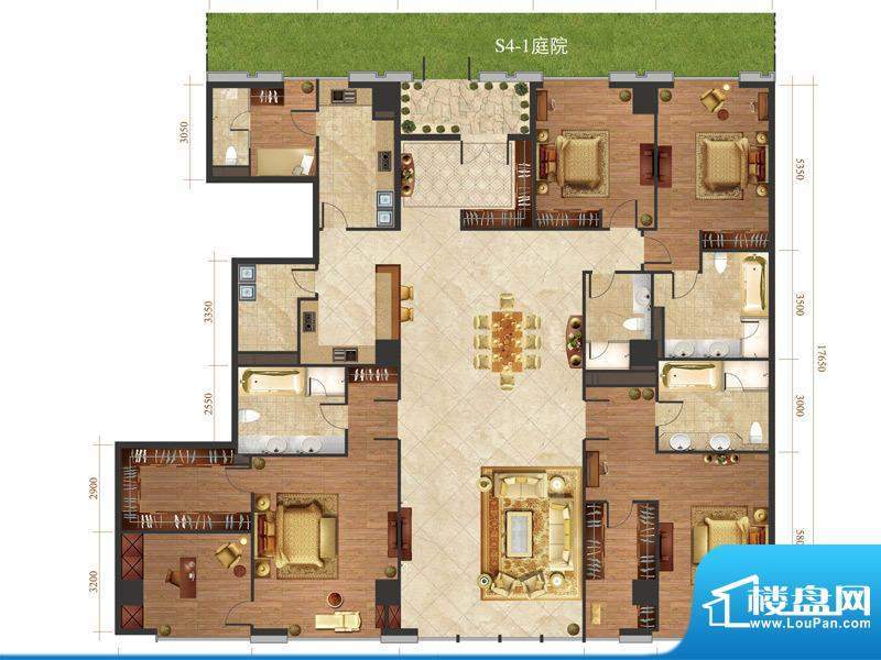 国悦府s4-1户型 4室2厅4卫1厨面积:430.00平米