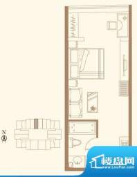 长安六号H3户型 1室1卫1厨面积:56.08平米