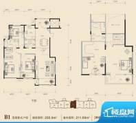 博悦府2号楼B1顶阁内户型 5室3面积:256.90平米