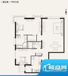 棕榈泉白金公寓2居户型 2室2厅面积:178.00平米