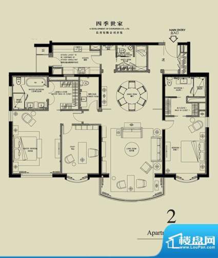 北京四季世家三居户型图 3室2厅面积:251.00平米