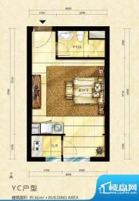 中海御鑫阁YC户型图 1室1厅1卫面积:36.00平米