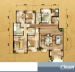 中国铁建·花语城4-J2户型 4室面积:205.00平米