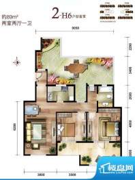 中国铁建·花语城2-H6户型 2室面积:89.00平米