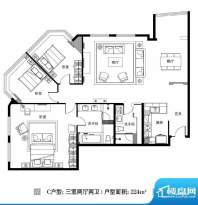 观巢C户型 3室2厅2卫1厨面积:224.00平米