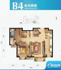 远洋新悦B4户型 2室2厅1卫1厨面积:90.00平米