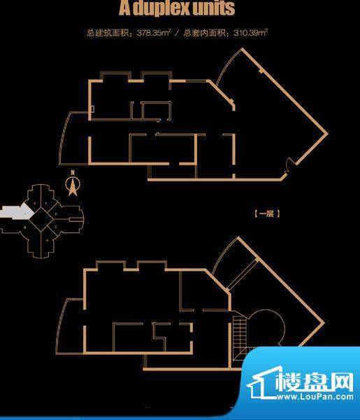 俯台东塔跃层3209户型 4室2厅2面积:378.35平米