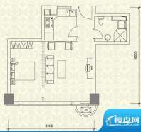 世纪星城长城国际C户型 1室1厅面积:53.11平米