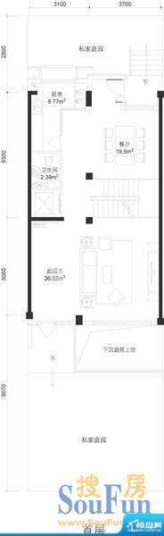 亚运新新家园a1首层 2厅1卫1厨面积:65.58平米