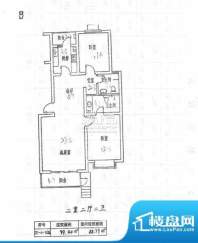 千禧家园三期B户型 2室2厅2卫1面积:99.40平米