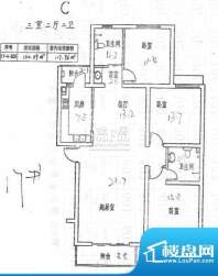 千禧家园三期C户型 3室2厅2卫1面积:130.39平米