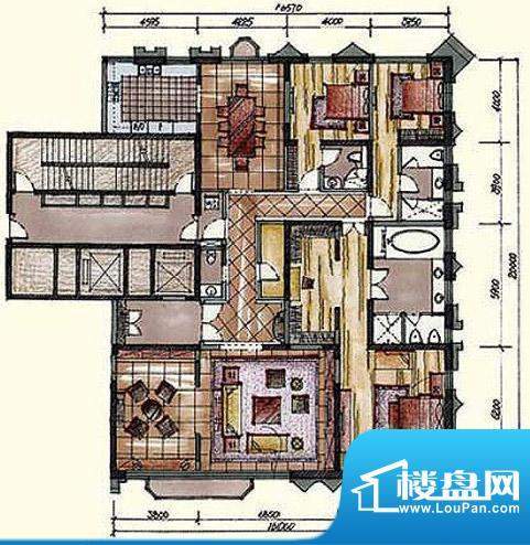 钓鱼台七号院A1户型 3室2厅4卫面积:356.00平米