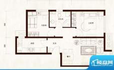 京汉铂寓E1户型 2室1厅1卫1厨面积:75.99平米