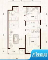 京汉铂寓D1户型 2室1厅1卫1厨面积:79.88平米