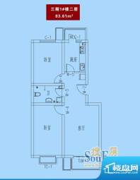 永兴家园三期1号楼二居户型图 面积:83.61平米