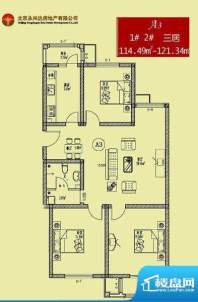 永兴家园A3户型 3室2厅1卫1厨面积:114.49平米
