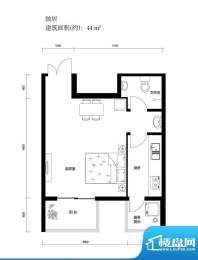 上林溪一居户型图 1室1厅1卫1厨面积:44.00平米