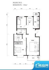 上林溪B3户型图 2室2厅2卫1厨面积:102.00平米