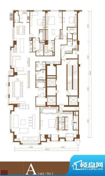 中轴国际A户型 4室3厅4卫1厨面积:530.30平米