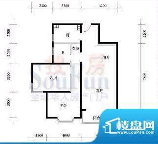 武夷·城市左岸40型标准层D户型面积:59.38平米