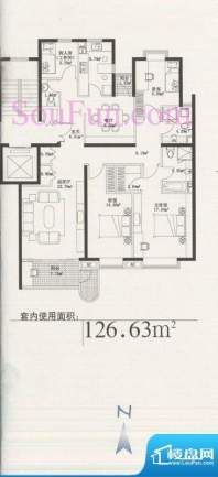 玉泉新城01户型 3室2厅3卫1厨面积:126.63平米