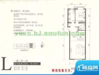 玉泉新城L户型 1室2厅1卫1厨面积:76.68平米