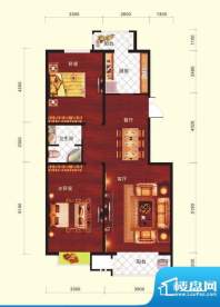 云河墅2居户型 2室2厅1卫1厨面积:96.00平米